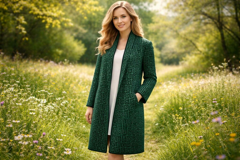 langer Mantel in grün