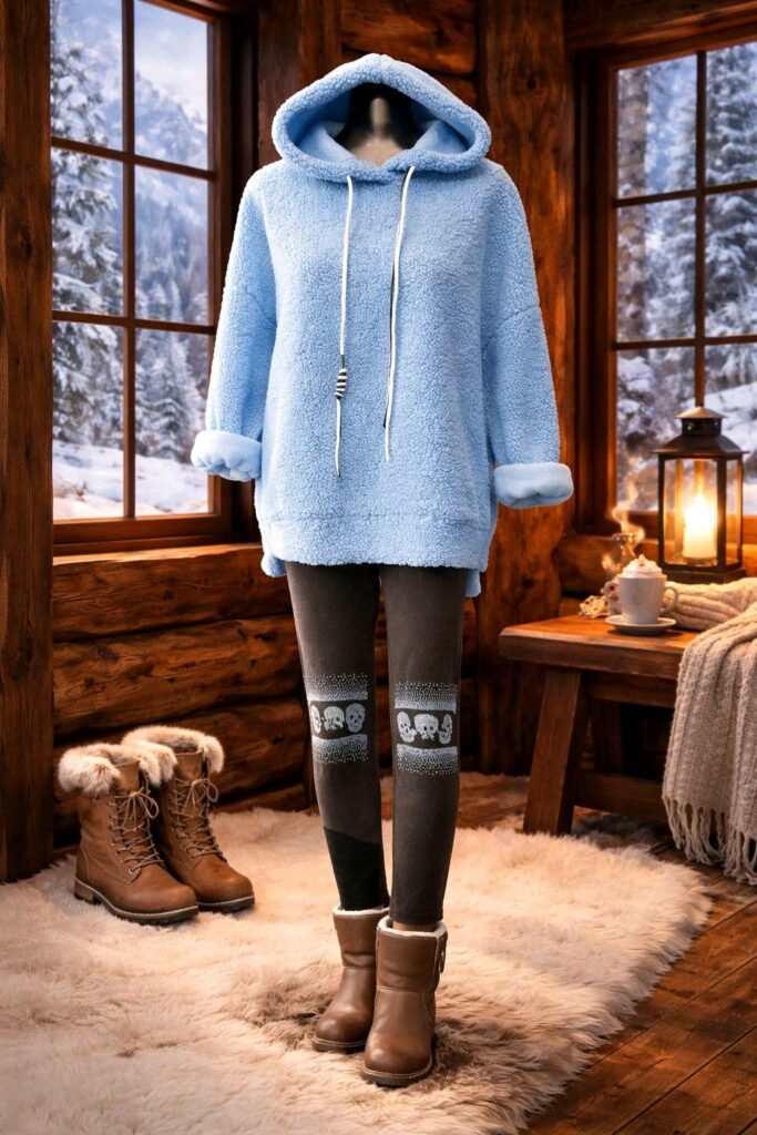 Teddy-Hoodie in hellblau